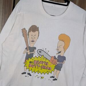 Beavis And Butthead Vintage '90s MTV Cartoon Movie Promo Long Sleeve T-shirt XL